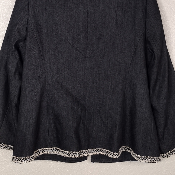 NWT Talbots Petite Tweed Fringe Denim Lined Patch Pockets Business Blazer Sz 8P - Picture 8 of 15